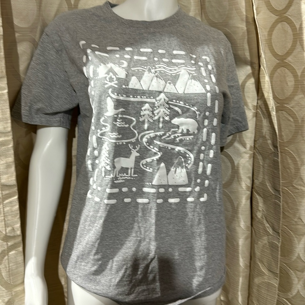 Miken Flow medium map graphic grey tshirt